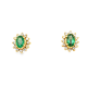 Pre Owned 18ct Emerald and Diamond Cluster Earrings ZU565